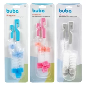 Kit Escovas Buba Mamadeira e Bico - Com Esponja na Ponta
