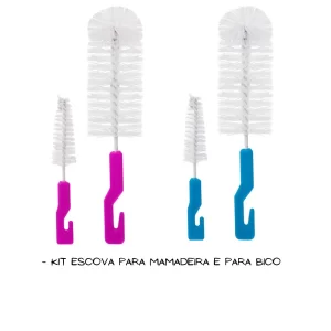Kit Escova Para Lavar Mamadeira Com 2 Itens Lava Mamadeira E Bico Para Bebes Limpeza
