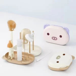 Conjunto De Escova 6 Em 1 Escorredor Para mamadeira Limpador Com Racks De Secagem Rotação De 360°