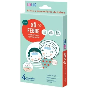 Compressa Adesivo Gel Xô Febre Medicamento Remedio Alivia Dor Likluc 4 Adesivos Bebes Crianças Infantil Vacina