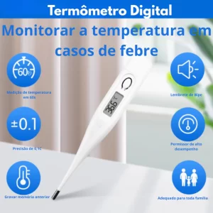 Termometro Digital Display LCD Desligamento Automatico Rapida Medição