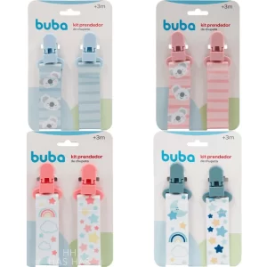 Kit Com 2 Prendedores Buba Original Clipe Com Trava Bebê Menino Menina Bico Infantil