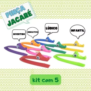 Kit com 5 Pinças Pedagógicas Jacaré – Coordenação Motora Fina, Escrita infantil, Atividade Sensorial