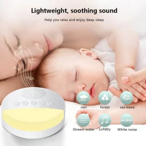 Máquina de ruído branco para crianças, Sleep Sound Player, temporizador de luz noturna, USB recarregável, desligamento