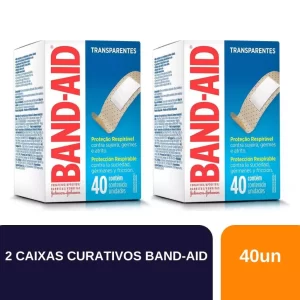 Kit 2 Caixas Curativo Band-Aid Transparente com 40 Unidades