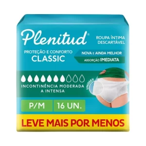 Roupa Íntima Descartável Plenitud Classic P/M com 16 Unidades