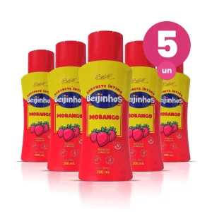 Kit 5 Sabonete Íntimo Feminino Morango Beijinhos Proteção e Frescor 200ml Belkit