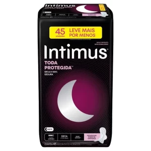 Absorvente Intimus Noturno Fluxo Intenso Cobertura Extra Suave Com Abas Com 45 Unidades