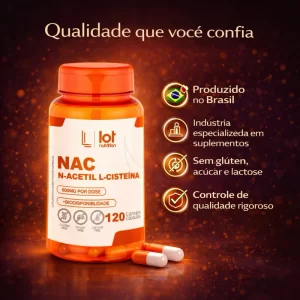NAC Premium 600mg 120 Cápsulas Antioxidante Acetil cisteína Figado Detox