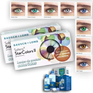 Lente De Contato Colorida Star Colors 2 - COM GRAU - MIOPIA + KIT RENU FESH 475ML