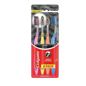 Escova Dental Colgate Zigzag Carvao 4 Unidades