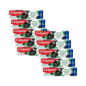 Kit 10 Creme Dental Colgate Extracts Carvão Ativado e Menta 140g