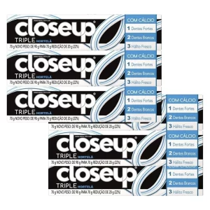 Kit 6 und Creme Dental Close Up Triple Hortelã 70g