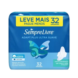 Absorvente Sempre Livre Adapt Plus Suave Com Abas 32un.