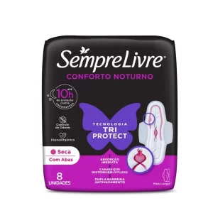 Absorvente Sempre Livre Conforto Noturno Seca C/Abas 8un