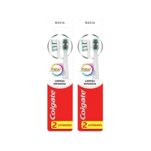 Kit 2 Escova Dental Colgate Total Limpeza Espumosa Suave 2 unidades