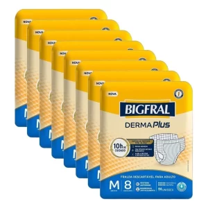 Fralda Geriátrica Bigfral Derma Plus M - 8 Pacotes c/ 8 Fraldas