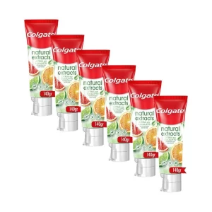 Kit 6 Cremes Dentais Colgate Natural Extracts Citrus e Eucalipto 140g