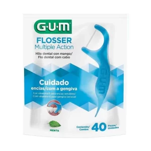 Fio Dental com Haste Flosser G.U.M. Multiple Action 40 Unidades