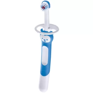 Escova Dental Infantil Mam Training Brush 6+ Meses Extra Macia Boys com Cabo de Treinamento 1 Unidade Ref 8213