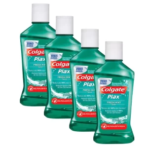 Kit 4 Solução Bucal Colgate Plax Fresh Mint com Flúor sem Álcool 60ml