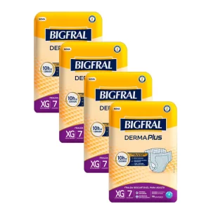 Kit 4 Fralda Bigfral Derma Plus XG 7 Unidades